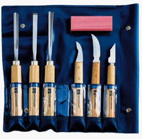 Deluxe Set Of MHG Wood Carving Knives, Chisels And Whetstone In Plastic Pouch