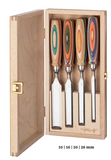 W.I.N.A.C Firmer Chisel set 4pc with skateboard handle in wooden box