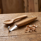 Spoon Carving Knife Deep Cut Bevels with Leather Sheath