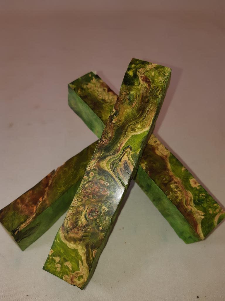 Pen Blank Stabilized Box Elder Burl - Green