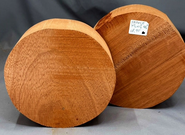 Sapele Bowl Blanks 7.5"x7.5"x2.5" Cracked