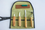 Spoon Carving with Compact Chisel Set (4 tools in roll + accessories)