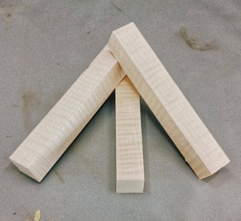High Grade Curly Maple Pen Blank 7/8" x 7/8" x 5 1/2"