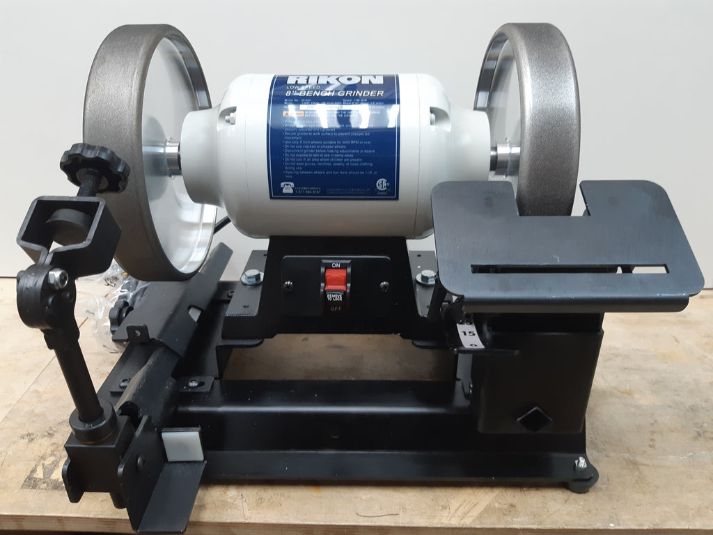 Kodiak Sharpening System with 1/2 HP Rikon Low Speed Grinder  with Multi- Function Tool Rest and a 180 & 350 Grit Radius CNB Wheels