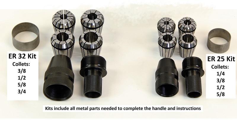 Robust Collet Set- No Handle with Collets (3/8”,  1/2”,  5/8”, 3/4”)