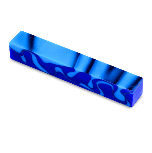 Acrylic Pen Blank-Bright Blue with Aqua and Black Swirls - AA-32