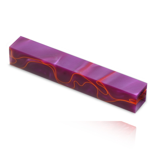 Acrylic Pen Blank-violet,orange ,red and yellow swirl, with pearlescent - AA-45