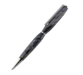 Slimline Pen kit Chrome - Beaded Band and Black stripe clip.
