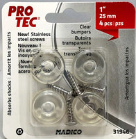Bumper feet, Clear w/Stainless Steel Screw-4 pac