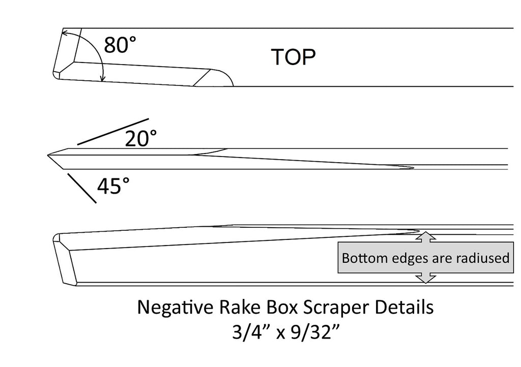 Neg Rake Scraper Robust-NRS-BX-WH - Negative Rake Box Scraper with 12