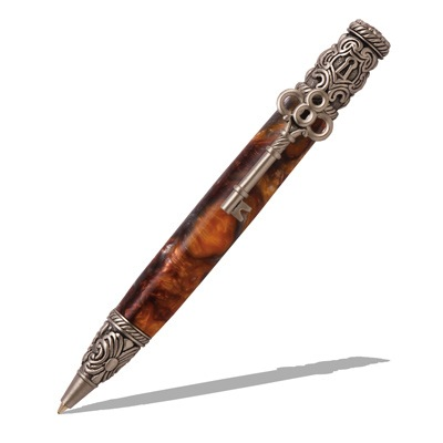 Skeleton Key Twist Pen - Antique Pewter
